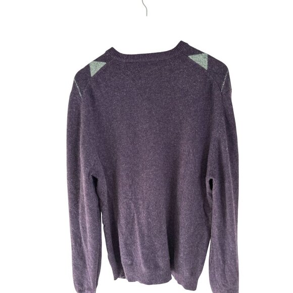 Brooks Brothers Scottish Lambswool Argyle Purple Sweater XL V-Neck 100% Lambswoo - Picture 6 of 8